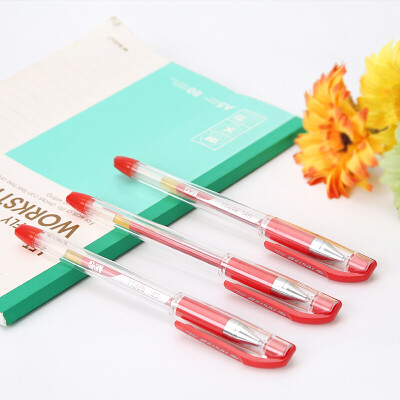 晨光mg中性笔极细038mm财务会计水笔签字笔办公用品k37红色1盒12支装