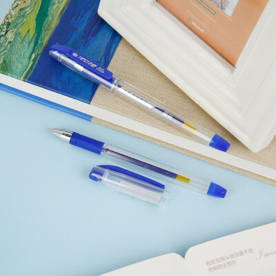 晨光mg中性笔极细038mm财务会计水笔签字笔办公用品k37蓝色1盒12支装