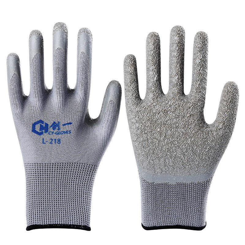 创一a530手套劳保耐磨工作胶皮防水浸胶防滑乳胶皱纹薄款夏季橡胶男女