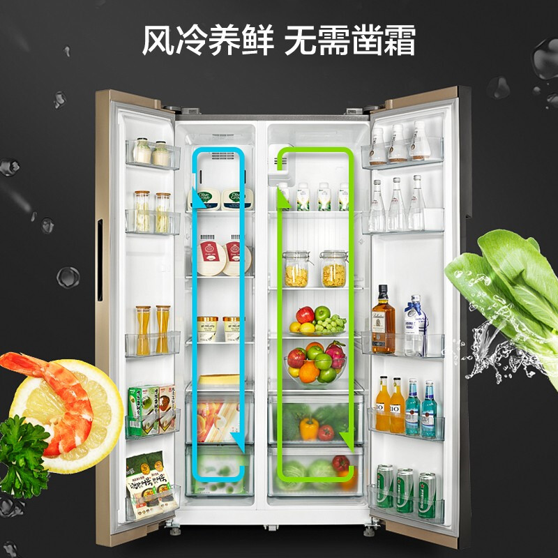 美的对开门冰箱bcd527wkmzg芙蓉金