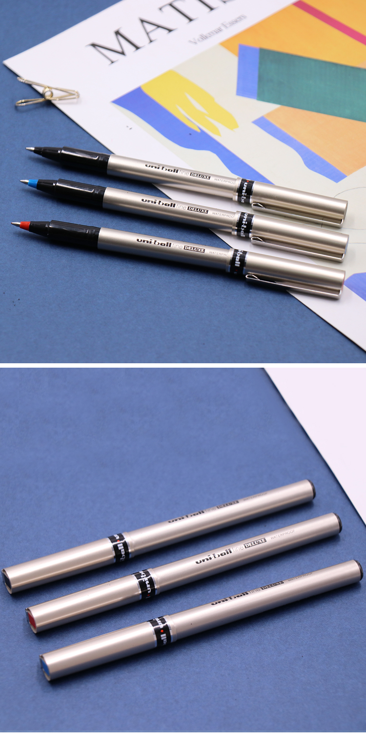 三菱ub177中性走珠笔07mm金属质感商务办公签字笔红色