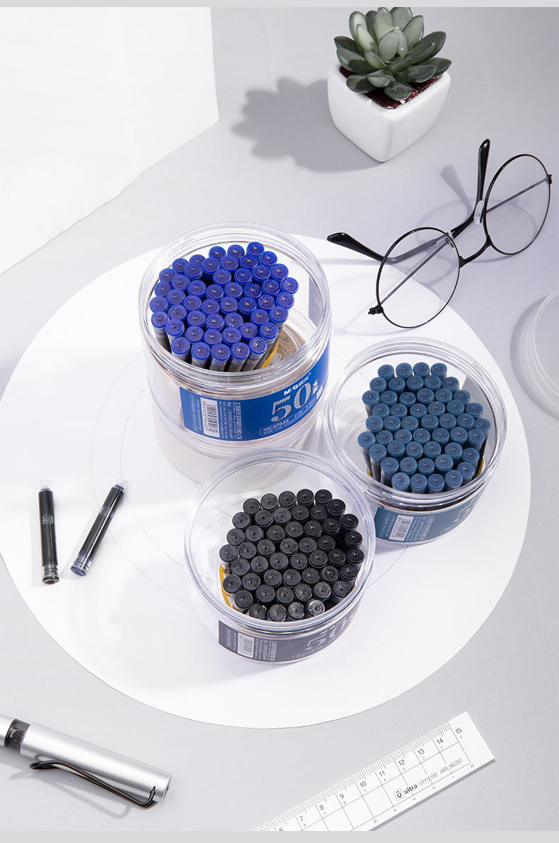 晨光mg文具09ml黑色墨囊可替换钢笔墨囊50支盒aic47649