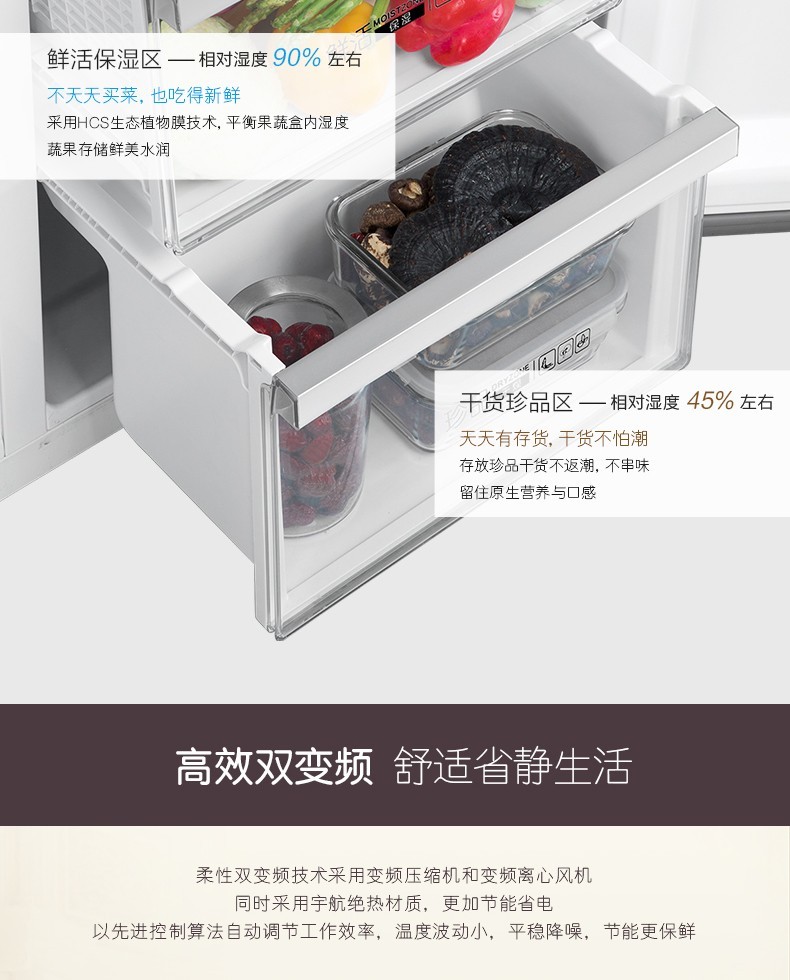 海尔冰箱对开门智能双变频601升bcd601wdce