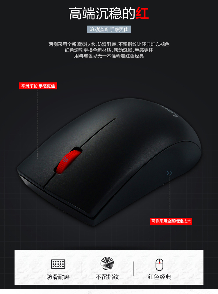 联想lenovo办公鼠标m120pro大红点台式机鼠标笔记本台式机鼠标有线