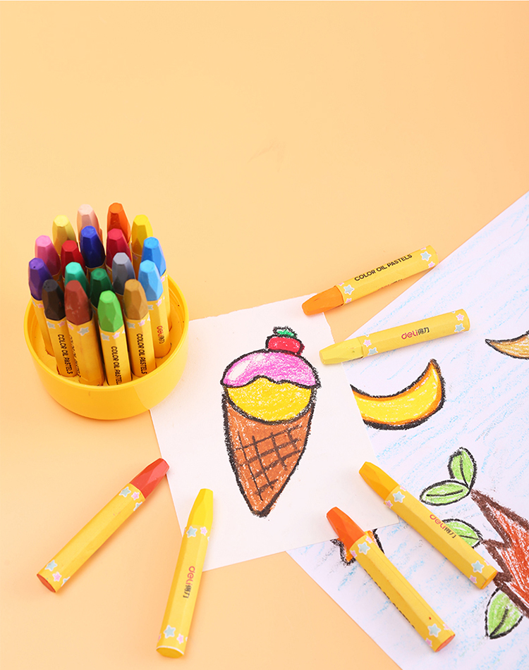得力deli18色丝滑蜡笔易涂色油画棒画笔炫彩棒学生美术用品工具彩笔