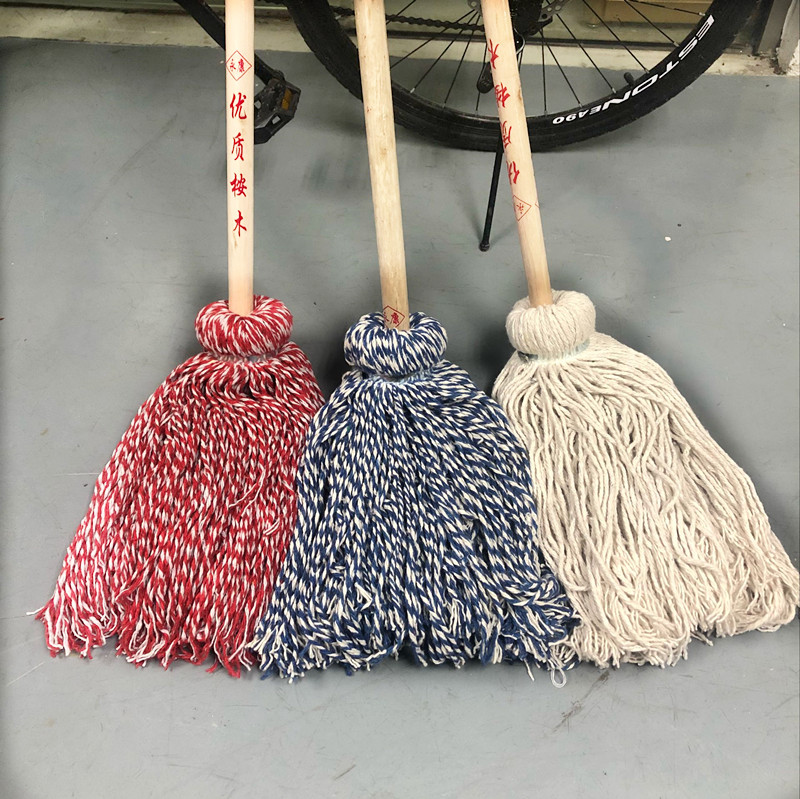 圆木杆墩布棉线吸水宽拖把排拖布条老式木拖布物业工厂学校加厚