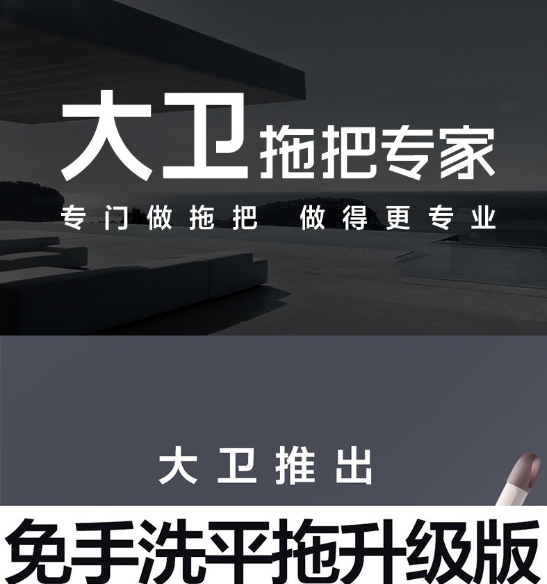 大卫免手洗平板拖把刮刮乐懒人木地板拖布清洁工具墩布干湿两用加大z9