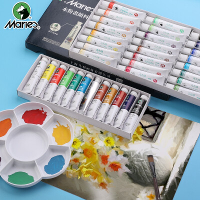马利maries水粉颜料盒装18色12ml