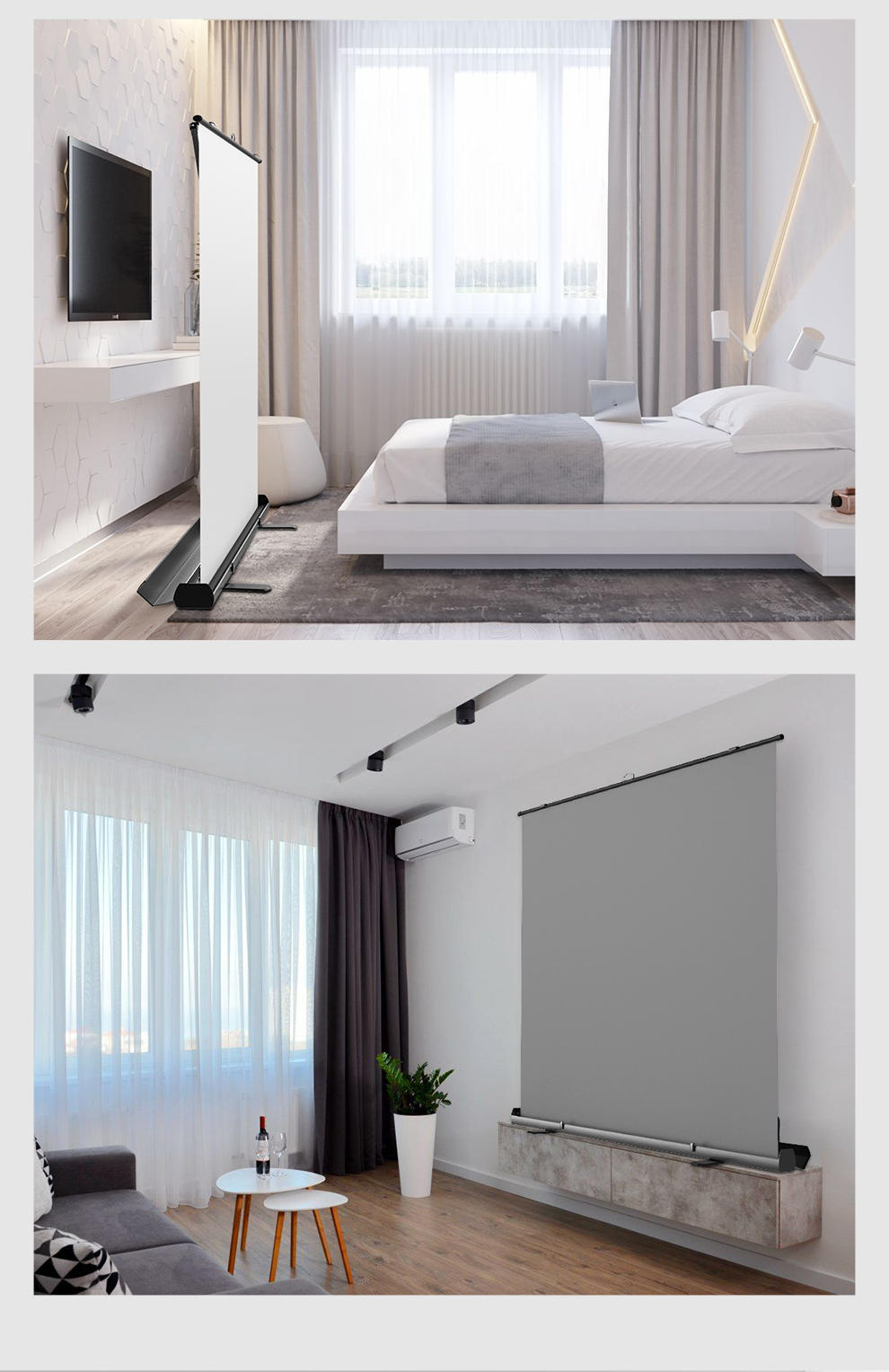 极米坚果地拉式投影幕布全面屏手动升降白塑80英寸43