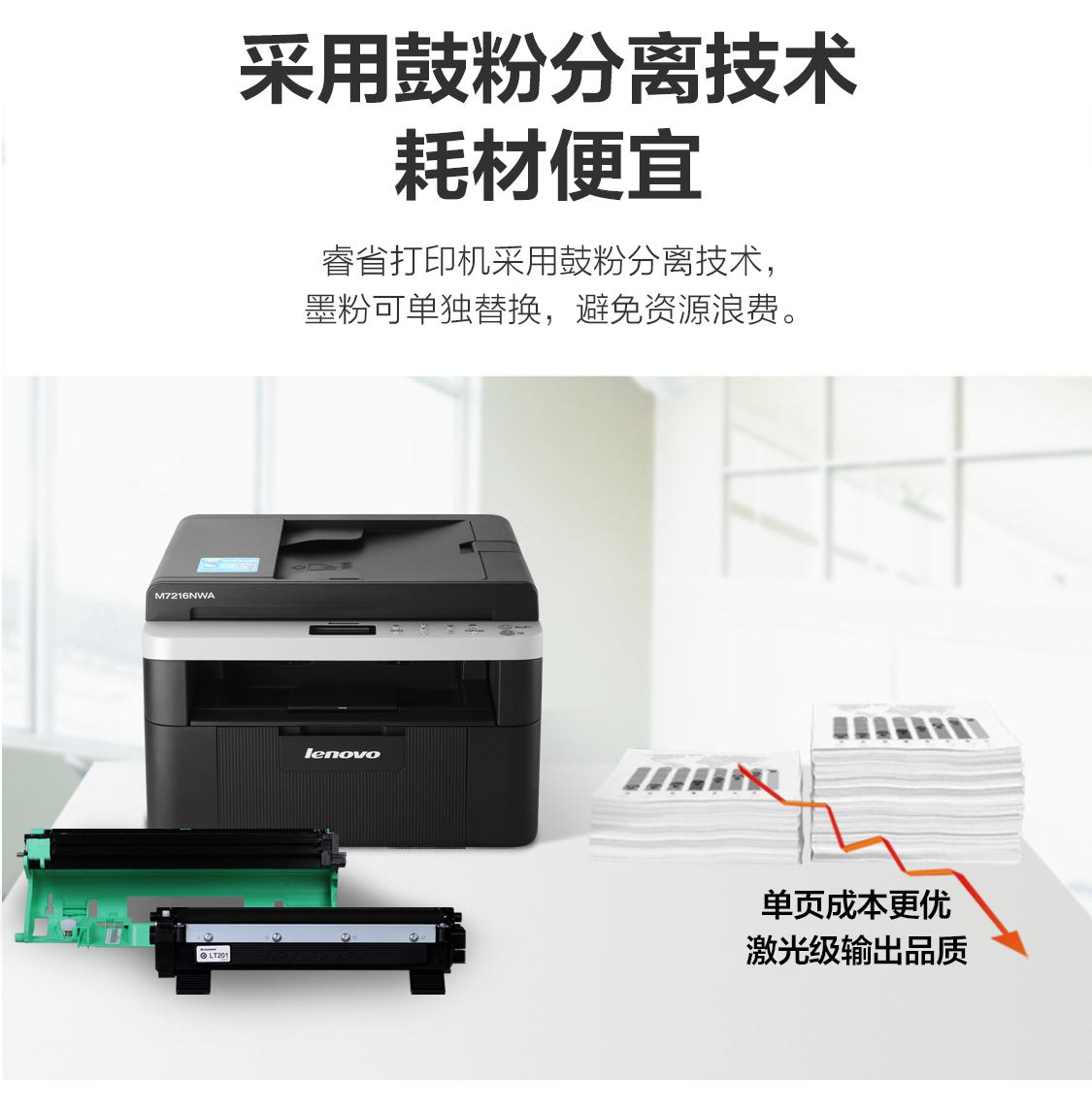 联想lenovom7216nwa黑白激光有线网络无线wifi打印多功能一体机商用