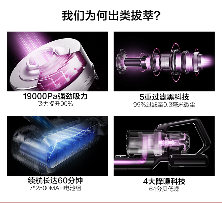 美的(midea)无线手持充电吸尘器#p6 snow