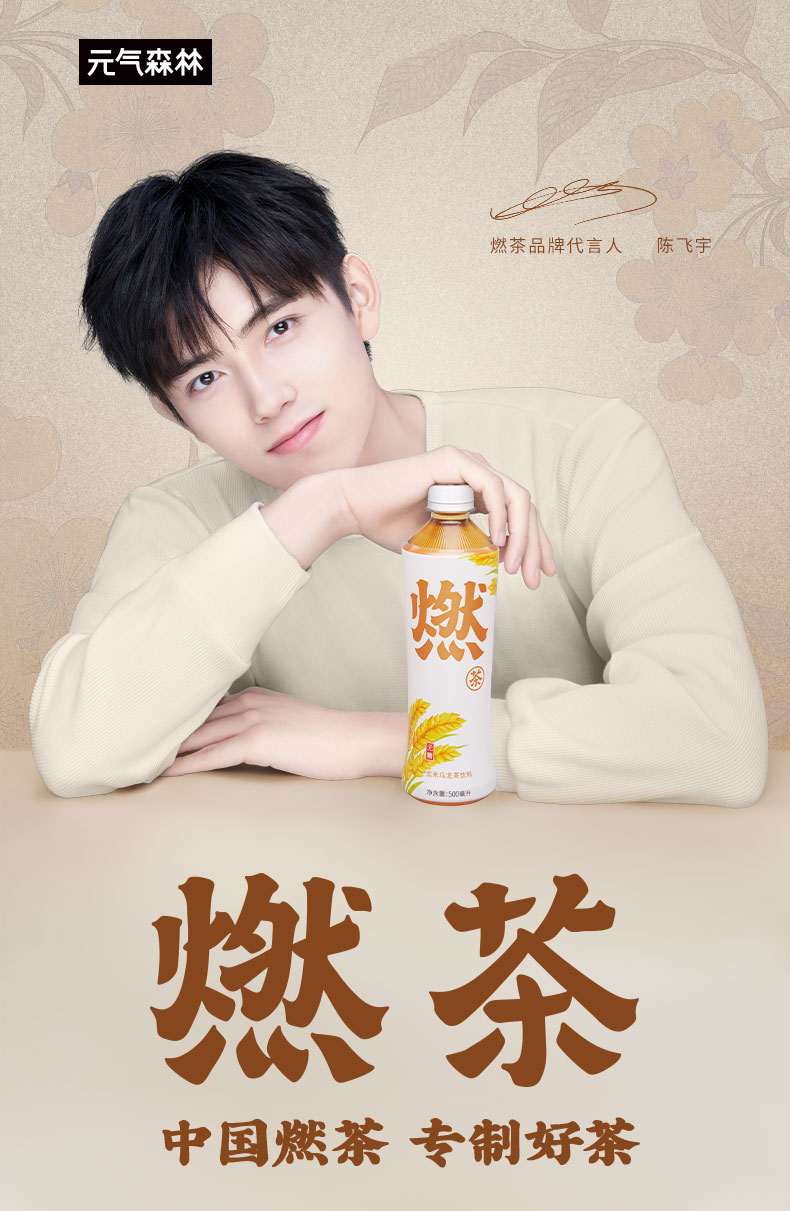 元気森林 元气森林无糖健康玄米茶糙米燃茶饮料茶饮料500ml*15瓶-中央