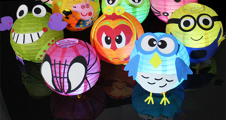 装饰手工灯笼diy材料制作彩灯儿童纸灯笼幼儿园活动布置灯笼6个装