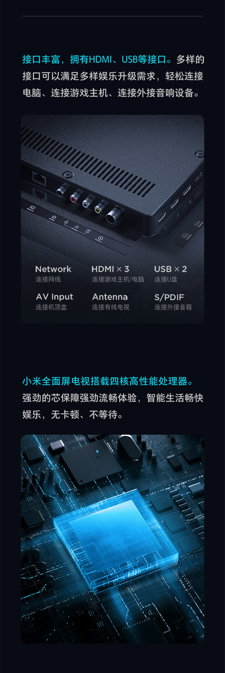 小米电视e65x65英寸全面屏4k超高清hdr蓝牙遥控内置小爱28gbai人工