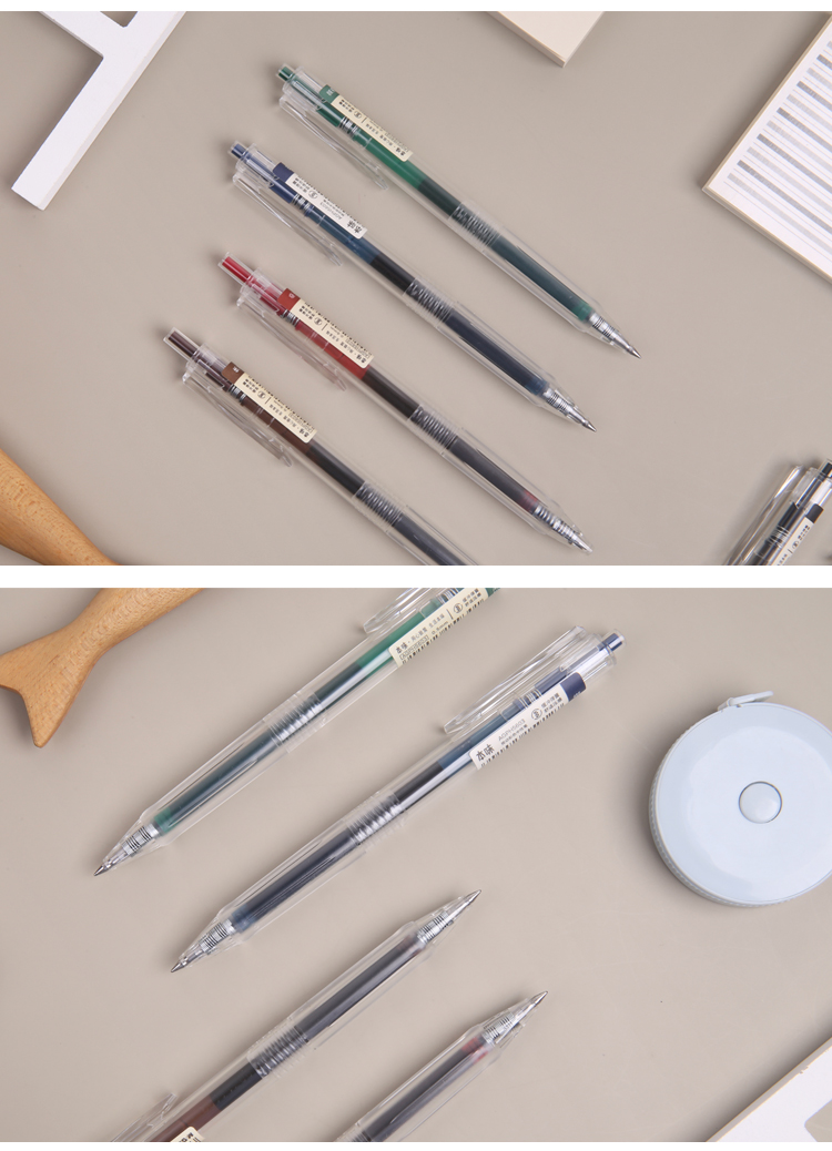 5mm复古六色中性笔 按动签字笔 本味系列水笔 6支/盒agph5617