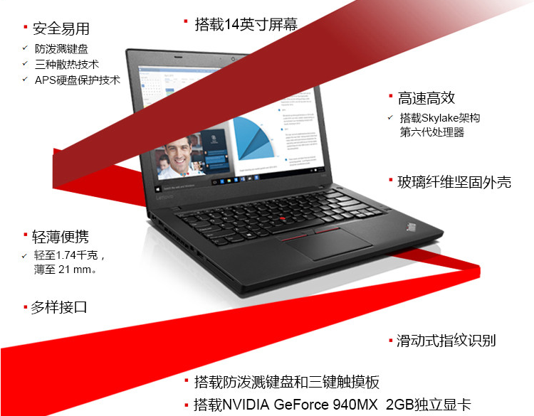 联想thinkpad t460 (20fna06rcd)14英寸商务便携笔记本电脑
