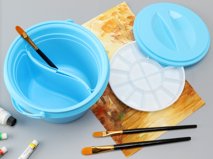 多功能组合刷笔桶洗笔水桶水粉水彩水桶笔洗美术绘画洗笔器