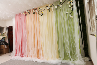 仕彩舞台背景纱幔装饰网纱场景布置2m2m条大红粉绿蓝白紫色单位条