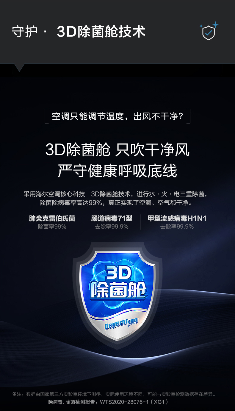 海尔haier3匹荣御一级能效变频客厅空调立式柜机3d除菌舱冷暖kfr72lw